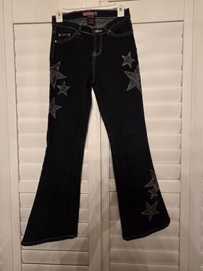 Vintage Bubblegum Star Y2K Star-Accent Flared Jeans Size 3/4